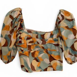 Abercrombie & Fitch Multicolor Puff Sleeve Crop Top